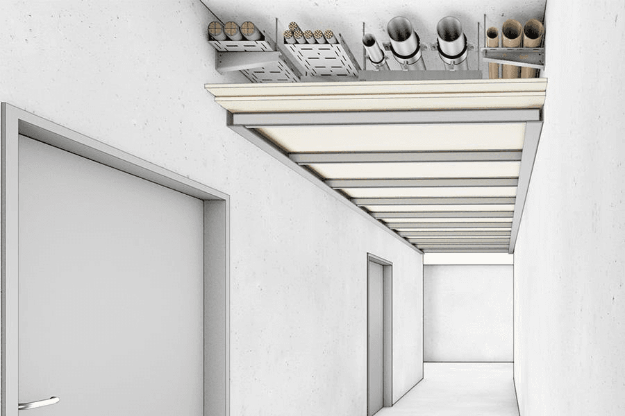 Detailansicht einer Brandschutzverkleidung mit sauberem Anschluss